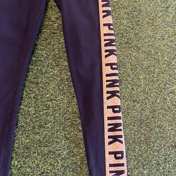 Victoria’s Secret PINK Yoga Legging Black & Gold Bling Pants Size Small - Picture 2 of 6